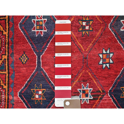 Overdyed & Vintage Wool Hand Knotted Rug Red 4.5x7.9 -O0818