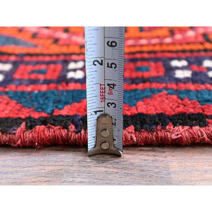 Overdyed & Vintage Wool Hand Knotted Rug Red 4.5x7.9 -O0818