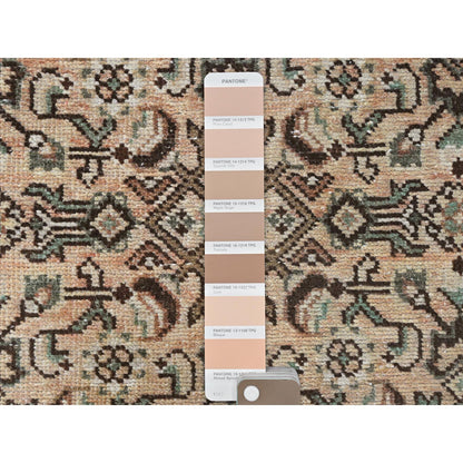 Overdyed & Vintage Wool Hand Knotted Rug Beige Chocolate Brown 3.4X9.9 -O081900