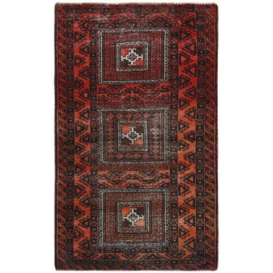 Overdyed & Vintage Wool Hand Knotted Rug Red Chocolate Brown 3.7X6.5 -O081925