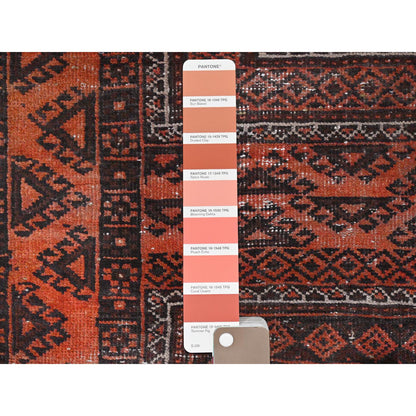 Overdyed & Vintage Wool Hand Knotted Rug Red Chocolate Brown 3.7X6.5 -O081925