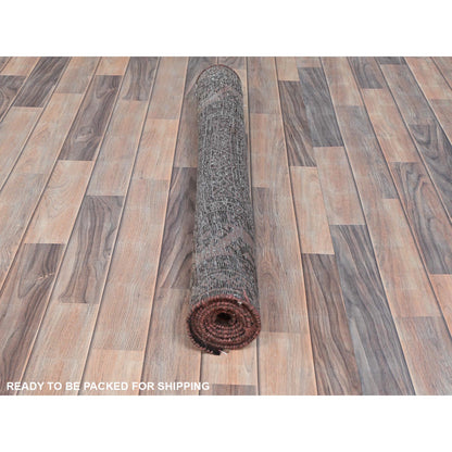 Overdyed & Vintage Wool Hand Knotted Rug Red Chocolate Brown 3.7X6.5 -O081925