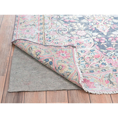 Persian Worn Wool Hand Knotted Rug Blue Blue 3.7X5.9 -O081947