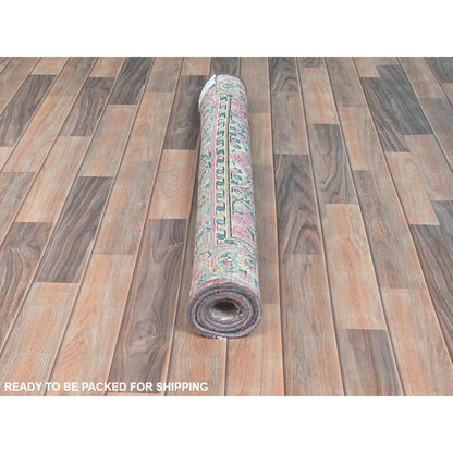 Persian Worn Wool Hand Knotted Rug Blue Blue 3.7X5.9 -O081947