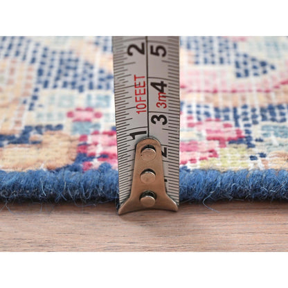 Overdyed & Vintage Worn Wool Hand Knotted Rug Blue No Border 1.6X1.7 -O081948