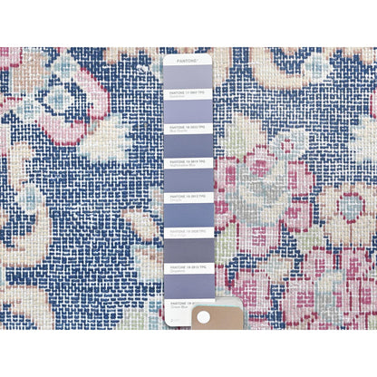 Overdyed & Vintage Worn Wool Hand Knotted Rug Blue No Border 1.6X1.7 -O081950