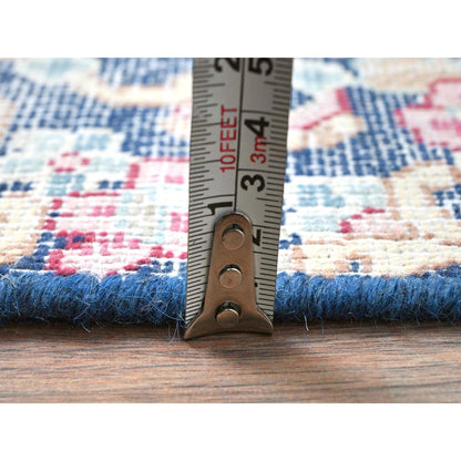 Overdyed & Vintage Worn Wool Hand Knotted Rug Blue No Border 1.6X1.7 -O081950