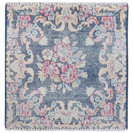 Overdyed & Vintage Worn Wool Hand Knotted Rug Blue No Border 1.7X1.7 -O081951