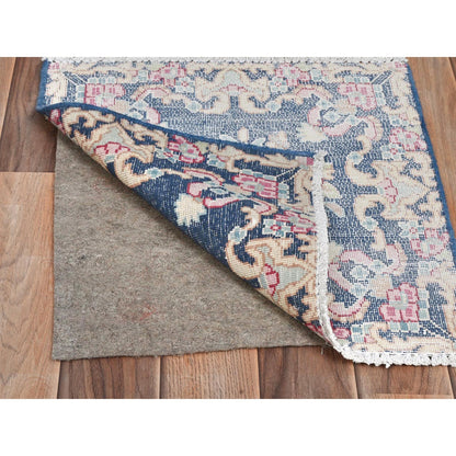 Overdyed & Vintage Worn Wool Hand Knotted Rug Blue No Border 1.7X1.7 -O081951