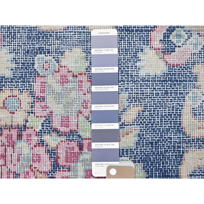 Overdyed & Vintage Worn Wool Hand Knotted Rug Blue No Border 1.7X1.7 -O081951