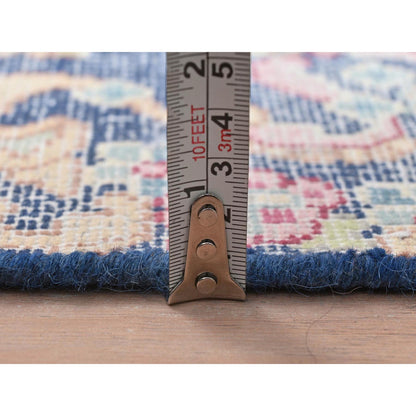 Overdyed & Vintage Worn Wool Hand Knotted Rug Blue No Border 1.7X1.7 -O081951