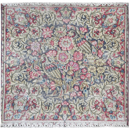 Overdyed & Vintage Worn Wool Hand Knotted Rug Multicolored No Border 1.7X1.9 -O081952