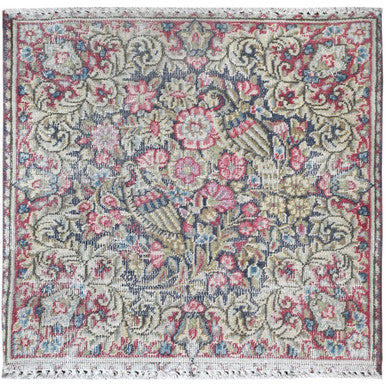 Overdyed & Vintage Worn Wool Hand Knotted Rug Multicolored No Border 1.7X1.9 -O081952