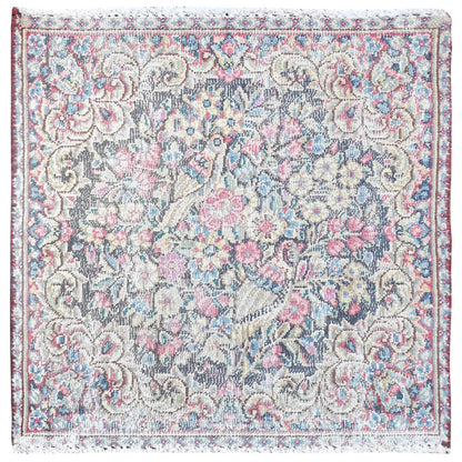 Overdyed & Vintage Worn Wool Hand Knotted Rug Multicolored No Border 1.8X1.9 -O081953