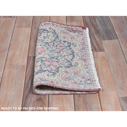 Overdyed & Vintage Worn Wool Hand Knotted Rug Multicolored No Border 1.8X1.9 -O081953