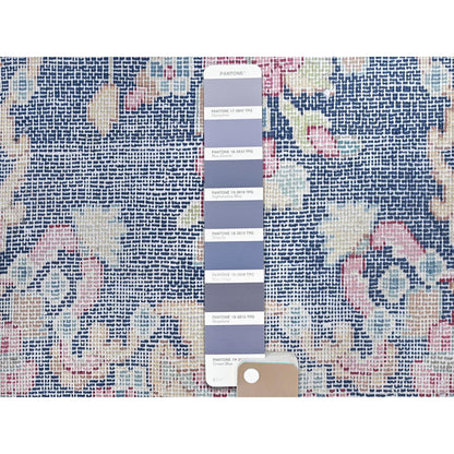 Overdyed & Vintage Worn Wool Hand Knotted Rug Blue No Border 1.6X2.1 -O081954