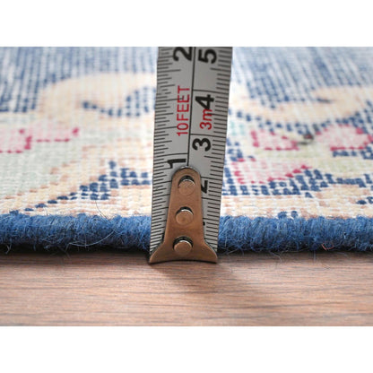 Overdyed & Vintage Worn Wool Hand Knotted Rug Blue No Border 1.6X2.1 -O081954