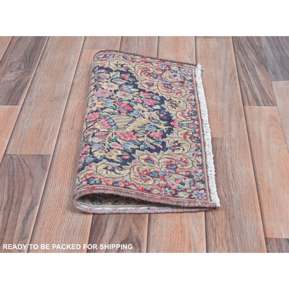 Overdyed & Vintage Worn Wool Hand Knotted Rug Multicolored No Border 1.8X1.8 -O081956