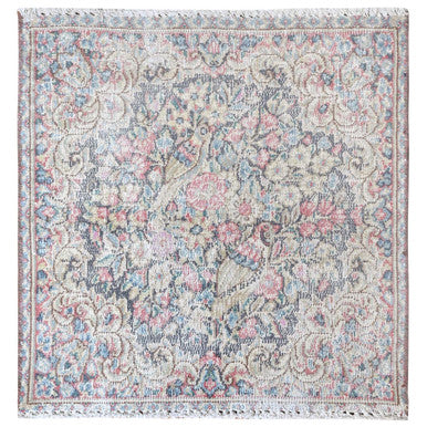 Overdyed & Vintage Worn Wool Hand Knotted Rug Multicolored No Border 1.9X1.8 -O081957