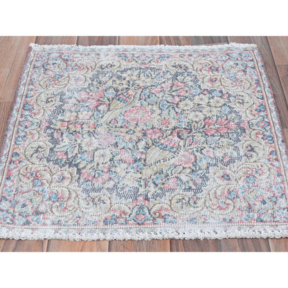 Overdyed & Vintage Worn Wool Hand Knotted Rug Multicolored No Border 1.9X1.8 -O081957