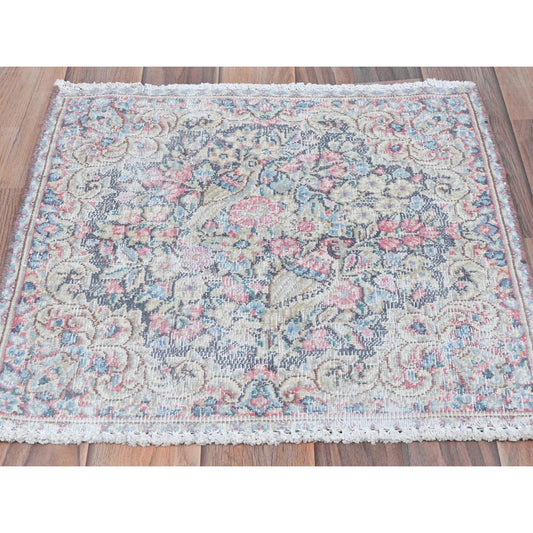 Overdyed & Vintage Worn Wool Hand Knotted Rug Multicolored No Border 1.9X1.8 -O081957