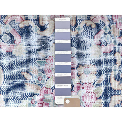 Overdyed & Vintage Worn Wool Hand Knotted Rug Blue No Border 1.5X1.6 -O081958