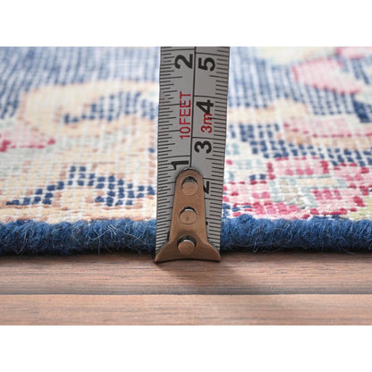 Overdyed & Vintage Worn Wool Hand Knotted Rug Blue No Border 1.5X1.6 -O081958