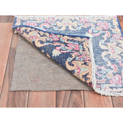Overdyed & Vintage Worn Wool Hand Knotted Rug Blue No Border 1.7X1.7 -O081959