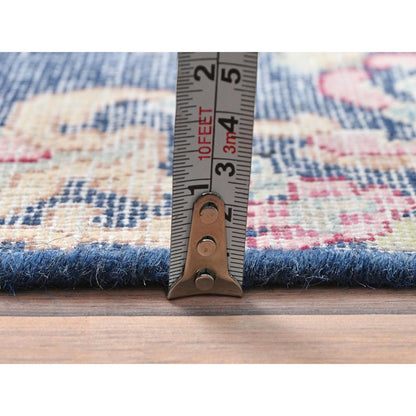 Overdyed & Vintage Worn Wool Hand Knotted Rug Blue No Border 1.7X1.7 -O081959