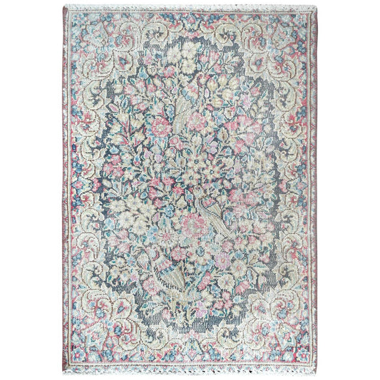 Persian Worn Wool Hand Knotted Rug Multicolored No Border 1.8X2.4 -O081961