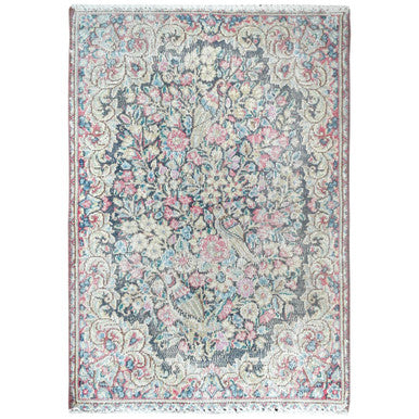 Persian Worn Wool Hand Knotted Rug Multicolored No Border 1.8X2.4 -O081961