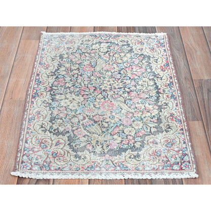 Persian Worn Wool Hand Knotted Rug Multicolored No Border 1.8X2.4 -O081961