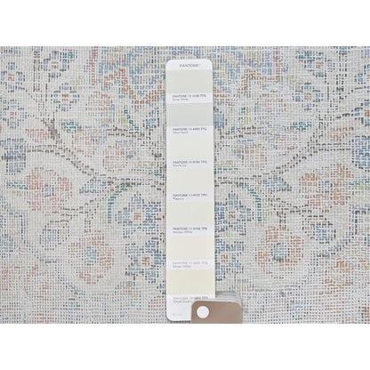 Overdyed & Vintage Worn Wool Hand Knotted Rug Ivory Blue 1.9X2.9 -O081969