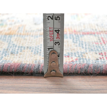 Overdyed & Vintage Worn Wool Hand Knotted Rug Ivory Blue 1.9X2.9 -O081969