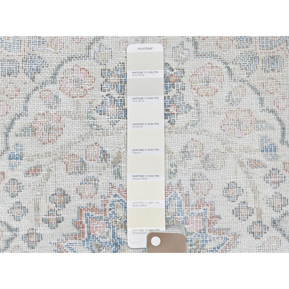 Overdyed & Vintage Worn Wool Hand Knotted Rug Ivory Blue 2.0X2.9 -O081973