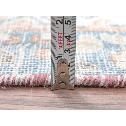 Overdyed & Vintage Worn Wool Hand Knotted Rug Ivory Blue 2.0X2.9 -O081973