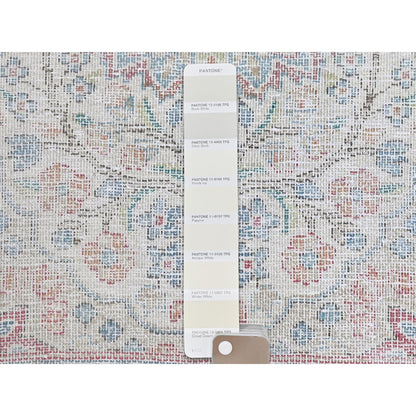 Overdyed & Vintage Worn Wool Hand Knotted Rug Ivory Blue 2.0X2.9 -O081974
