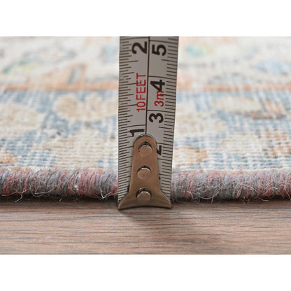 Overdyed & Vintage Worn Wool Hand Knotted Rug Ivory Blue 2.0X2.9 -O081974
