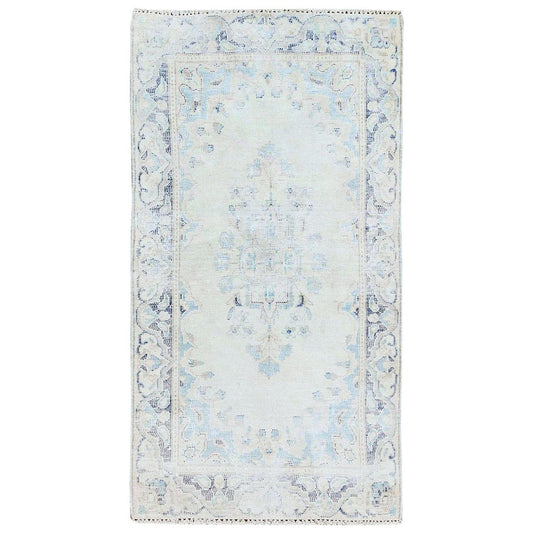 Overdyed & Vintage Worn Wool Hand Knotted Rug Ivory No Border 2.4X4.6 -O081975