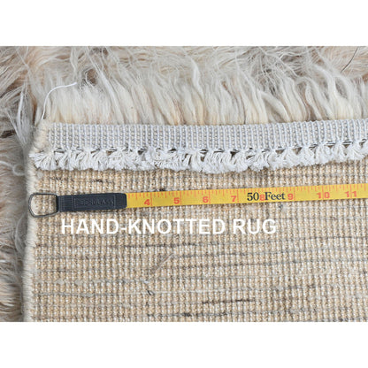Modern and Contemporary Wool Hand Knotted Rug Beige 3.0x3.0 -O082023