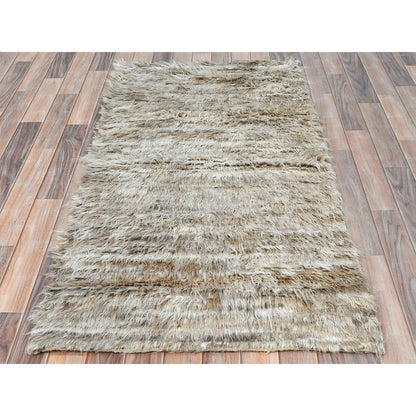 Modern and Contemporary Wool Hand Knotted Rug Beige No Border 2.10X5.5 -O082024