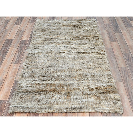 Modern and Contemporary Wool Hand Knotted Rug Beige No Border 2.10X5.5 -O082024