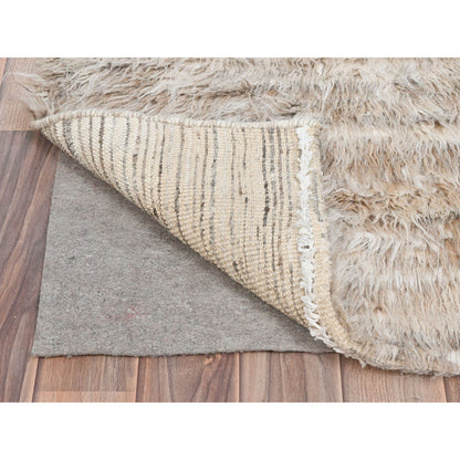 Modern and Contemporary Wool Hand Knotted Rug Beige No Border 2.10X5.5 -O082024