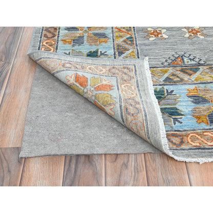 Tribal & Geometric Wool Hand Knotted Rug Grey Light Blue 8.3X9.7 -O082029