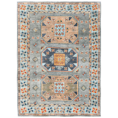 Tribal & Geometric Wool Hand Knotted Rug Grey 10.0x13.7 -O082032