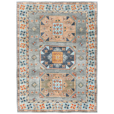 Tribal & Geometric Wool Hand Knotted Rug Grey 10.0x13.7 -O082032