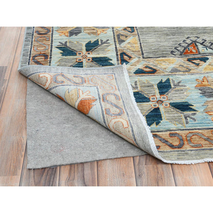 Tribal & Geometric Wool Hand Knotted Rug Grey 10.0x13.7 -O082032