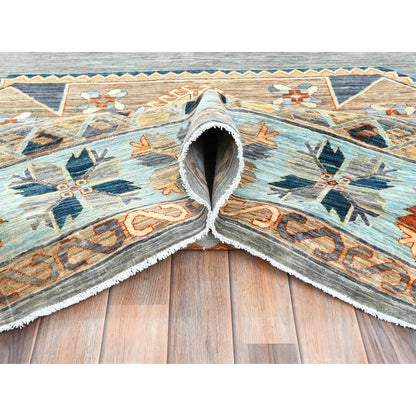 Tribal & Geometric Wool Hand Knotted Rug Grey 10.0x13.7 -O082032