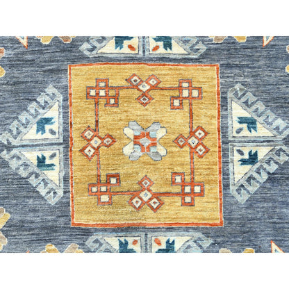 Tribal & Geometric Wool Hand Knotted Rug Grey 10.0x13.7 -O082032