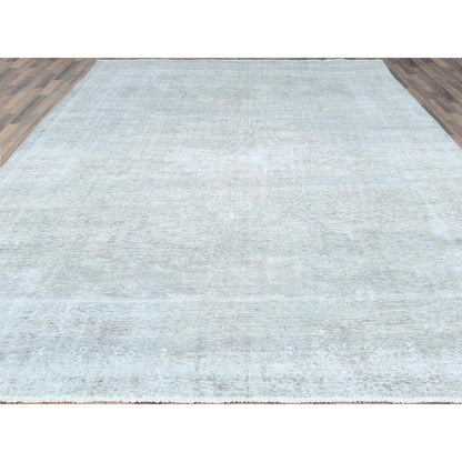 Overdyed & Vintage Wool Hand Knotted Rug Grey Gray 9.7X12.4 -O082095